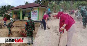 Koramil 1315-03/Tabongo Laksanakan Karya Bhakti Pasca Banjir di Biluhu