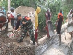 Babinsa 1314-01/Kwandang Bersama Masyarakat Desa Milango Gelar Kerja Bakti Pengecoran Jembatan
