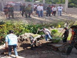 Koramil 1314-02/Atinggola Gelar Karya Bakti Pembangunan Fondasi Gereja dalam Rangka HUT TNI ke-79