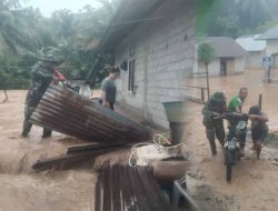 Banjir Landa Desa Ilodulunga, Babinsa dan Aparat Siaga Hadapi Dampak Curah Hujan Tinggi