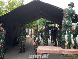 Kodim 1315/KG dan Yonif 713/ST Dirikan Tenda Serbaguna untuk Korban Banjir di Telaga Jaya