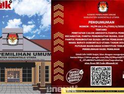 KPU Gorut Resmi Umumkan Penetapan Calon Anggota PPK, PPS dan KPPS untuk PSU Pilkada 2024