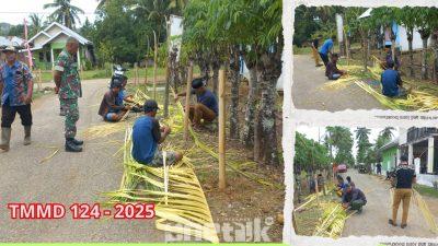Semangat Kebersamaan Sambut Pangdam XIII Merdeka: Posko TMMD 124 Gorut Dihias Daun Kelapa Muda