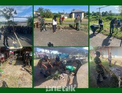 HUT ke-80 TNI, Kodim 1314/Gorut Gelar Karya Bakti Bersihkan Pasar Ombulodata