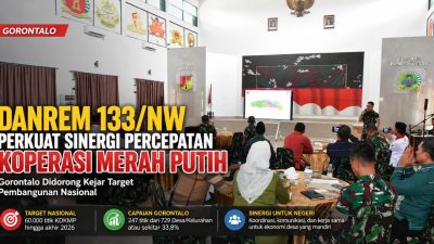 Danrem 133/NW Perkuat Sinergi Percepatan Koperasi Merah Putih, Gorontalo Didorong Kejar Target Pembangunan Nasional